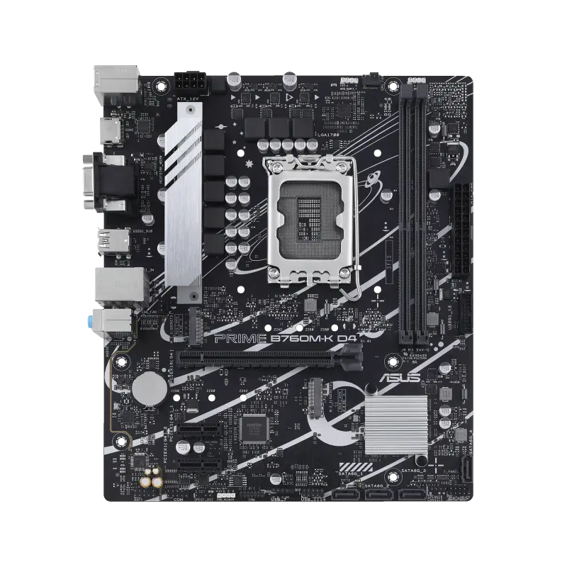 ASUS PRIME B760M-K D4 LGA1700 microATX MB 2xDDR4 4xSATA 2xM.2 1xD-Sub 1xHDMI 2.0 - image 1