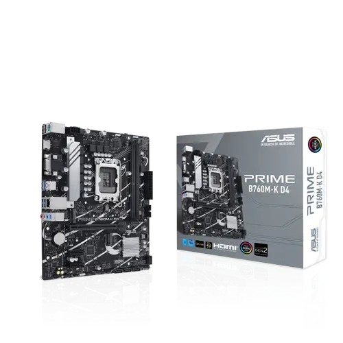 ASUS PRIME B760M-K D4 LGA1700 microATX MB 2xDDR4 4xSATA 2xM.2 1xD-Sub 1xHDMI 2.0