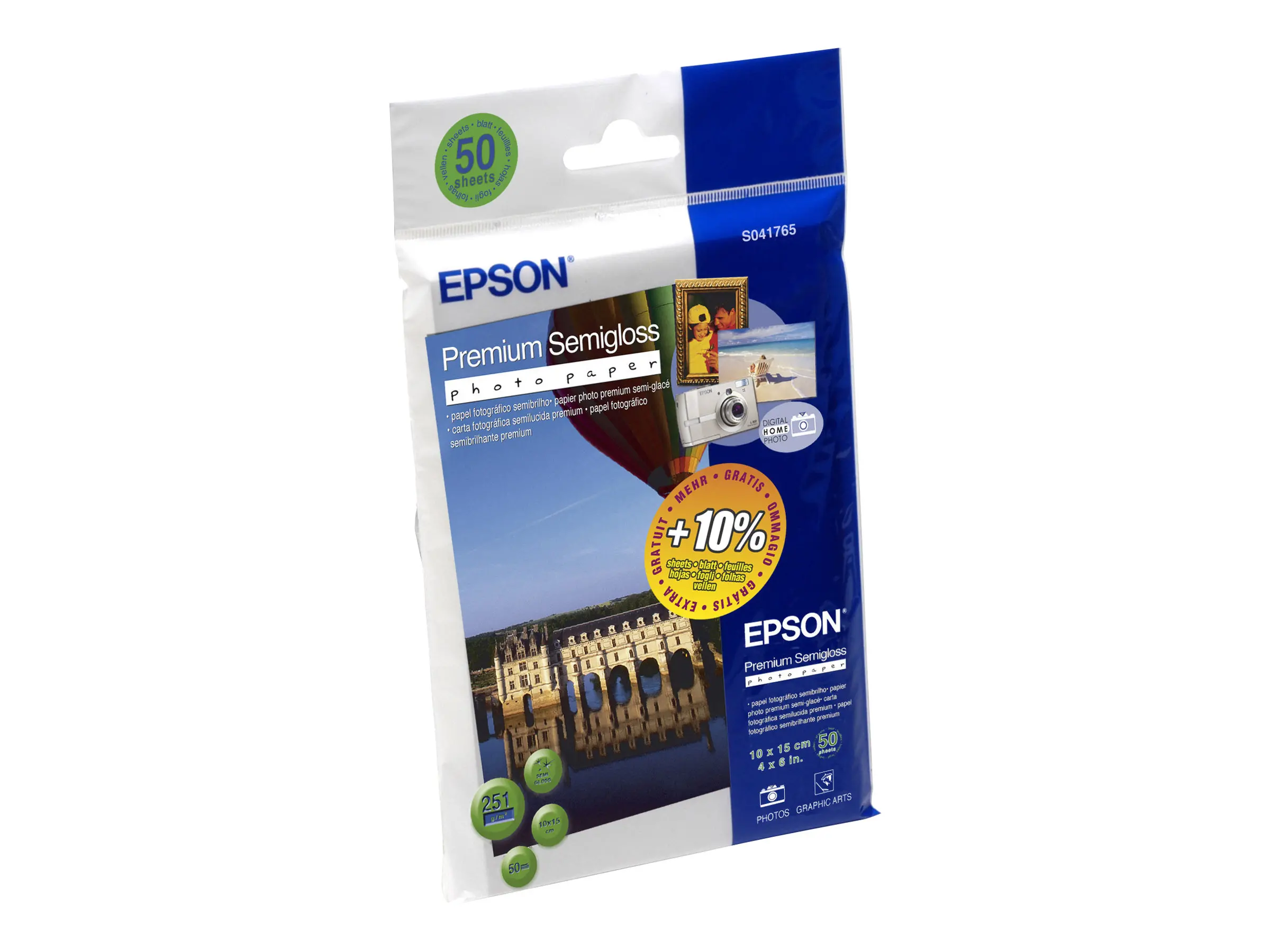 EPSON Premium semi gloss photo paper inkjet 251g/m2 100x150mm 50 sheets pack - image 1
