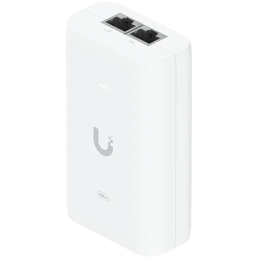 UBIQUITI Adaptor PoE++; Furnizează până la 60W PoE++; Protecție la supratensiune, impulsuri de vârf și supracurent; Conține intrare de date RJ45