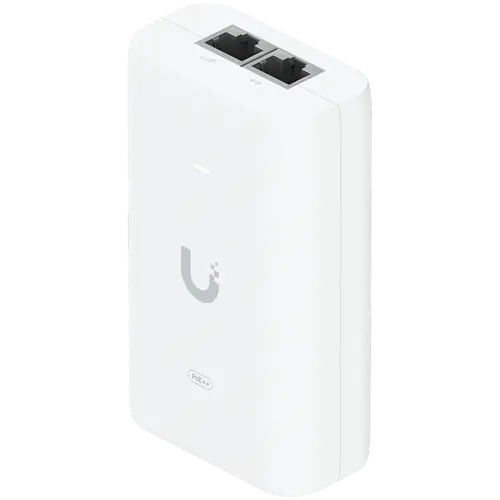 UBIQUITI PoE++ Adapter; Delivers up to 60W of PoE++; Surge, peak pulse, and overcurrent protection; Contains RJ45 data input, AC cable with earth ground, and PoE++ output; LED indicator for status monitoring.