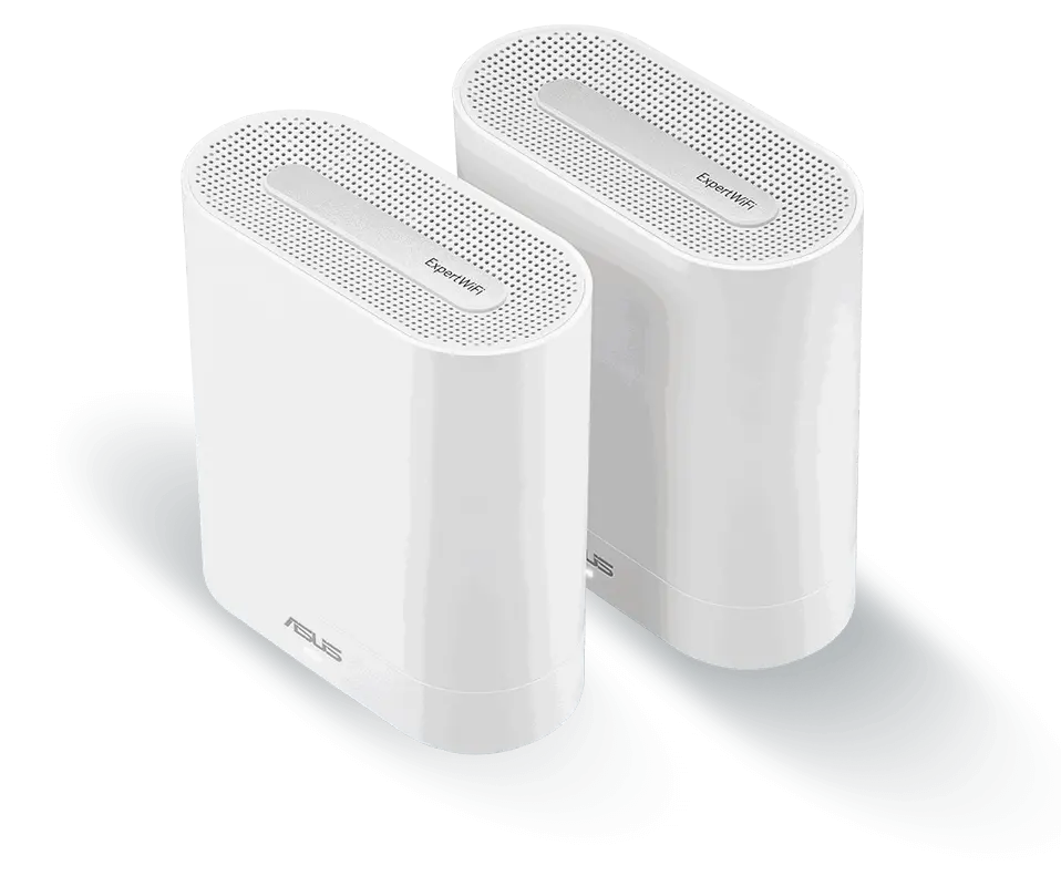 Меш система, Asus Business Mesh WiFi system, ExpertWiFi EBM68 2PK, AX7800, Tri-Band, Quad-Core 1.7GHz CPU, 256MB/1GB Flash/RAM, 2.5G port, OFDMA, Beamforming, 8 SSIDs, customize guest portal, Commercial-Grade Network Security & VPN, wall mounting,White