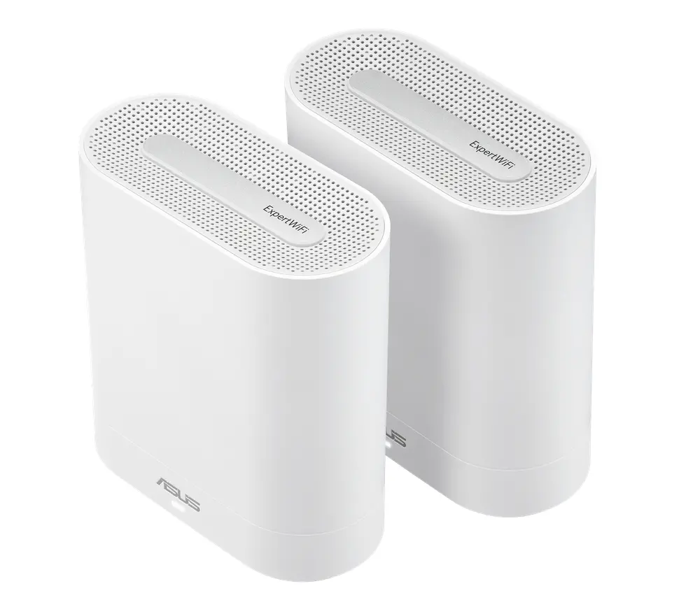 Меш система, Asus Business Mesh WiFi system, ExpertWiFi EBM68 2PK, AX7800, Tri-Band, Quad-Core 1.7GHz CPU, 256MB/1GB Flash/RAM, 2.5G port, OFDMA, Beamforming, 8 SSIDs, customize guest portal, Commercial-Grade Network Security & VPN, wall mounting,White - image 1