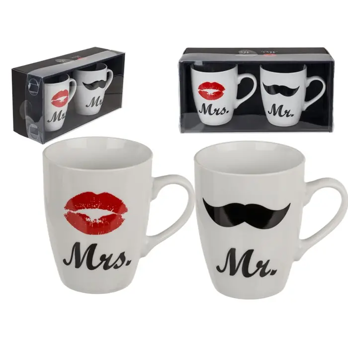Комплект керамичини чаши Mr. & Mrs.