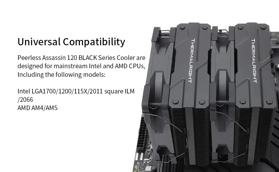 Thermalright охладител CPU Cooler Peerless Assassin 120 Black - Dual-Tower - LGA1851/LGA1700/AM5 - image 12