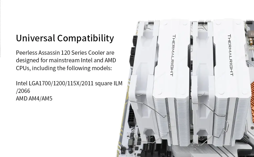 Thermalright охладител CPU Cooler Peerless Assassin 120 White - Dual-Tower - LGA1851/LGA1700/AM5 - image 13