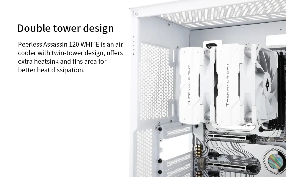 Thermalright охладител CPU Cooler Peerless Assassin 120 White - Dual-Tower - LGA1851/LGA1700/AM5 - image 9