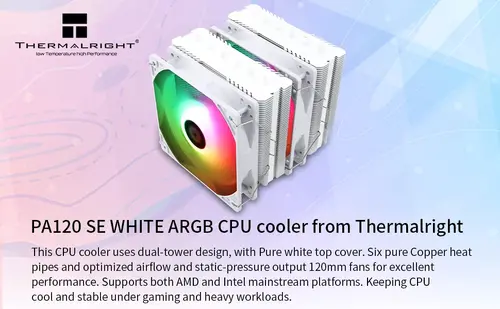 Thermalright cooler CPU Peerless Assassin 120 SE A-RGB Alb - Turn dublu - LGA1851/LGA1700/AM5 - 11