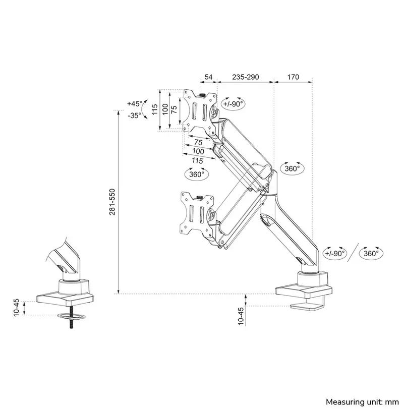 Стойка, Neomounts Next Core Desk Mount 1 screen (topfix clamp &grommet) - image 13