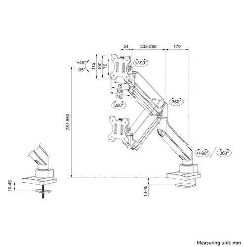 Стойка, Neomounts Next Core Desk Mount 1 screen (topfix clamp &grommet) - image 13