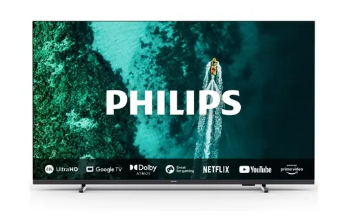Телевизор, Philips 55PUS7409/12, 55" 4K UHD LED, 3840x2160, DVB-T/T2/T2-HD/C/S/S2, 60Hz, Pixel Precise UHD, HDR+, Google TV, Dolby Atmos, VRR, 3*HDMI, 2*USB, 802.11ac, 20W RMS, Black