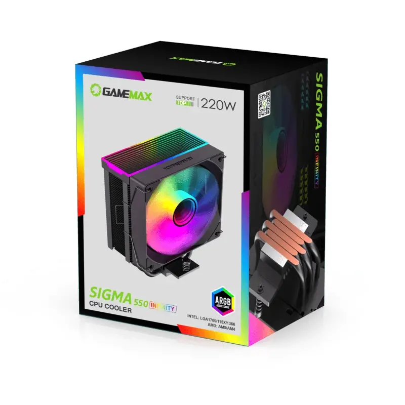 Gamemax охладител CPU Cooler Sigma 550 Infinity Black - Addressable RGB - image 9