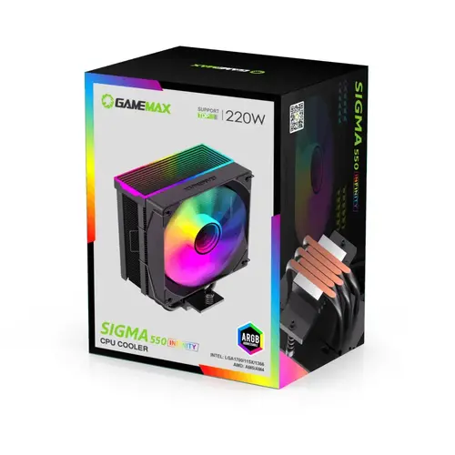 Gamemax ψυκτήρας CPU Cooler Sigma 550 Infinity Black - Addressable RGB - 10