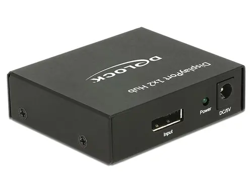 Сплитер DeLock, DisplayPort 1.2 Splitter 1 x DisplayPort in - 2 x DisplayPort out 4K - image 1