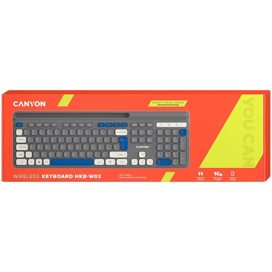 CANYON keyboard HKB-W03 EN AAA Wireless Grey - image 7