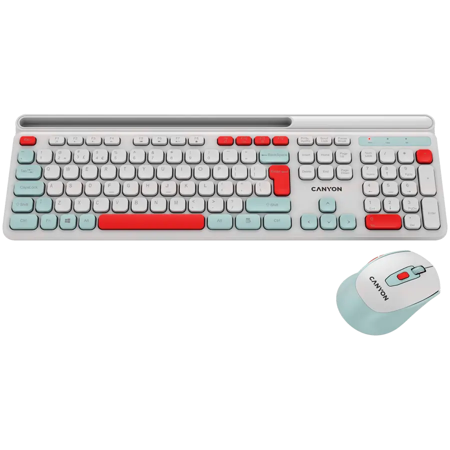 CANYON HSET-W5 EN Keyboard+Mouse AAA+AA Wireless White - image 1