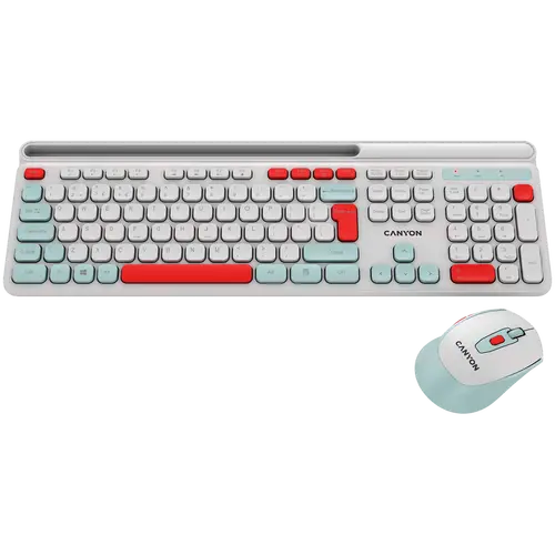 CANYON HSET-W5 EN Keyboard+Mouse AAA+AA Wireless White - image 1
