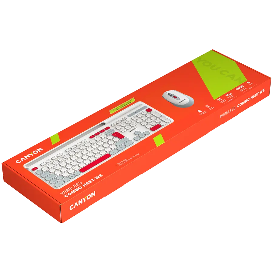 CANYON HSET-W5 EN Keyboard+Mouse AAA+AA Wireless White - image 6