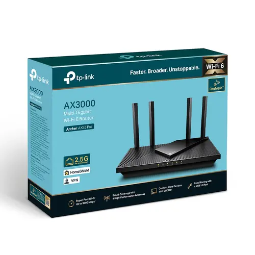 Ασύρματος δρομολογητής TP-Link Archer AX55 Pro, AX3000, Wi-Fi 6, Multi Gigabit - 5