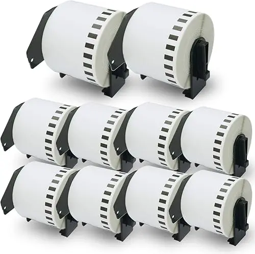 КОМПЛЕКТ 10 ЛЕНТИ ЗА ЕТИКЕТНИ ПРИНТЕРИ BROTHER ТИП QL - CONTINUOUS PAPER TAPE - 62 mm x 30,48 m - 10 броя DK22205 (DK-22205) - PN LBDK-22205x10 - NEOMAX