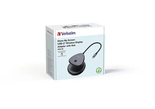 Adaptor, Verbatim Share My Screen USB-C adaptor wireless pentru afișaj 4K cu Hub WDA-02 - 4
