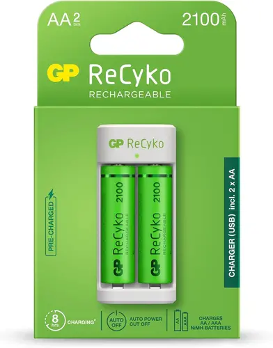 Φορτιστής GP BATTERIES E211 + 2 * 2100mAh AA, Για 2 τεμάχια, NiMH - 1