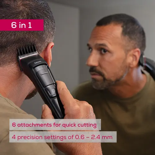 Машинка за подстригване, Beurer MN5X hair clipper, 7 Attachments, 6 adjustable cutting lengths and 4-stage fine adjustment, LED display with battery display, Battery and mains operation, travel lock display and charge display, storage bag - image 3