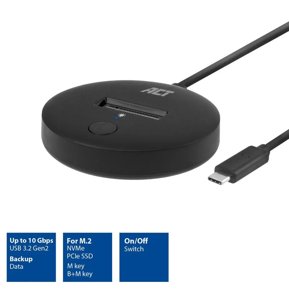 Докинг станция ACT, USB-C - M.2 NVMe/PCIe SSD, 10 Gbps - image 1