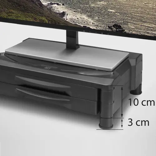 Suport pentru monitor ACT AC8215, De birou, cu 2 sertare, Până la 10 kg, Negru - 3