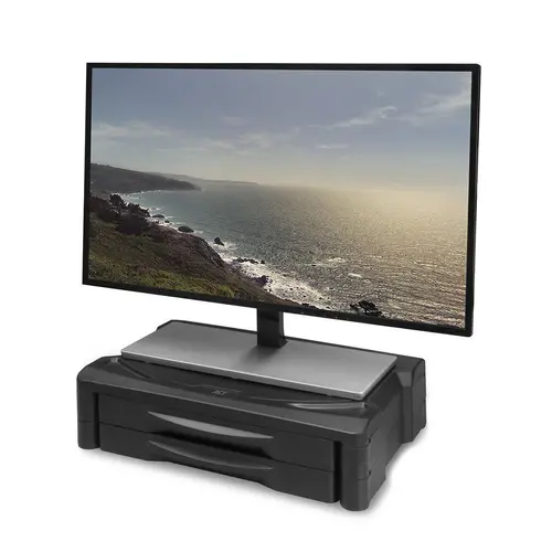 Suport pentru monitor ACT AC8215, De birou, cu 2 sertare, Până la 10 kg, Negru - 1