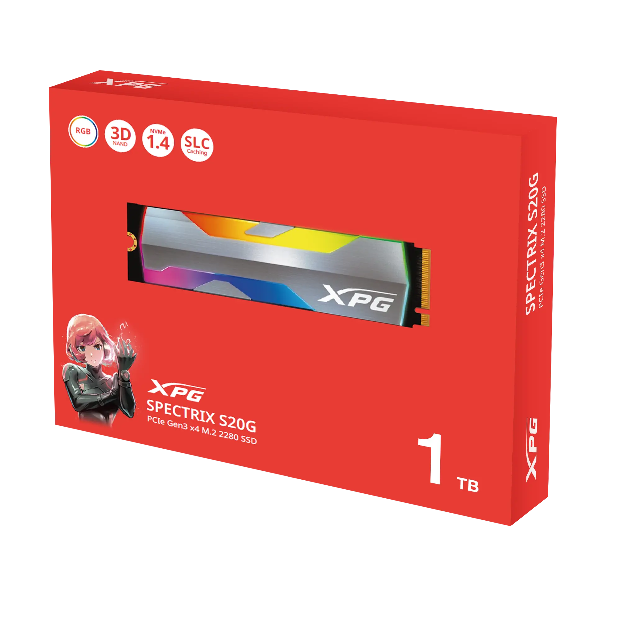 Твърд диск, ADATA 1TB XPG S20G M2 PCI GEN3 RGB