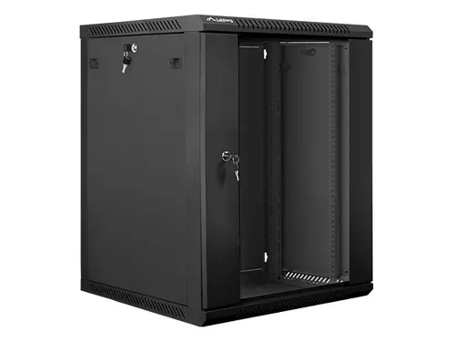 Ντουλάπα επικοινωνιών, Lanberg rack cabinet 19" επιτοίχια 15U / 600x600 για αυτοσυναρμολόγηση (flat pack), μαύρη - 1