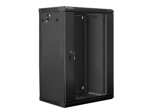Ντουλάπα επικοινωνιών, Lanberg rack cabinet 19" επιτοίχια 18U / 600x450 για αυτοσυναρμολόγηση (flat pack), μαύρη - 1