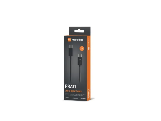 Кабел, Natec USB-C(M) -> USB-C (M) 2.0 cable 2m pd 100w Black - image 2
