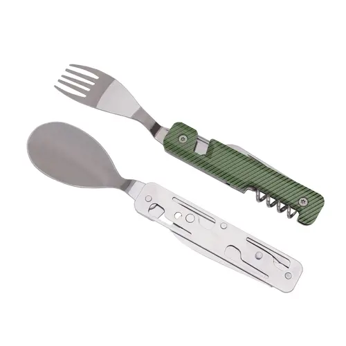 Комплект за хранене Akinod Multifunction Cutlery 13H25, Kaki Aluminium