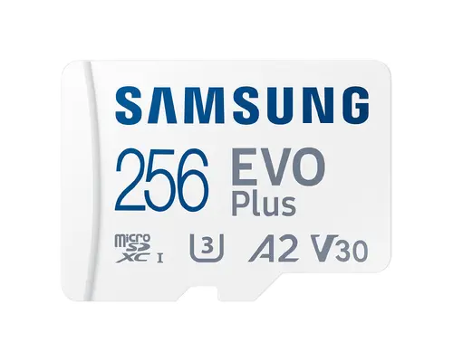 Памет, Samsung 256GB micro SD Card EVO Plus with Adapter, UHS-I interface, Read Speed up to 160MB/s