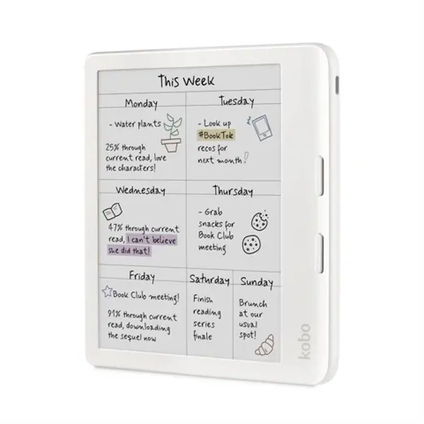 Четец за Е-книги, Kobo Libra Colour e-Book Reader, E Ink Kaleido touchscreen 7 inch, 1680 x 1264, 32 GB, 2 GHz, Greutate 0.215 kg, Wireless Da, Comfort Light PRO, IPX8 - up to 60 mins in 2 metres of water, 15 file formats supported natively, White - image 1