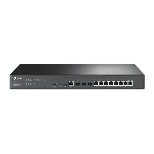 TP-Link ER8411 Omada VPN Router with 10G Ports, 1× 10G SFP+ WAN Port,1× 10G SFP+ WAN/LAN Port,1× Gigabit SFP WAN/LAN Port, 8× Gigabit RJ45 WAN/LAN Ports, 2× USB3.0 port,Integration with Omada SDN Controller,Dual Power Supply,Load Balance,Link Backup
