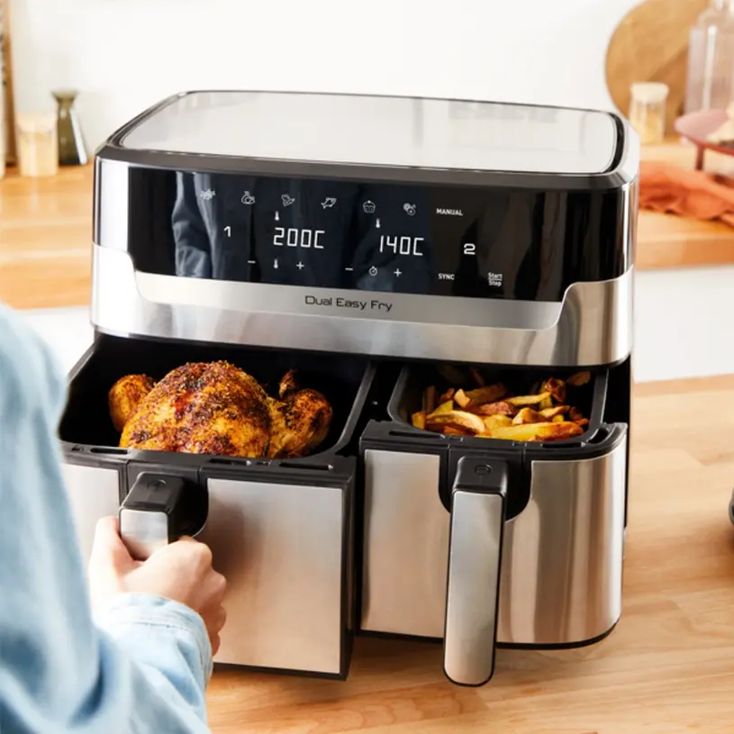 Aparat pentru gătit sănătos, Tefal EY905D10 DUAL EASY FRY & GRILL SS EU - image 2