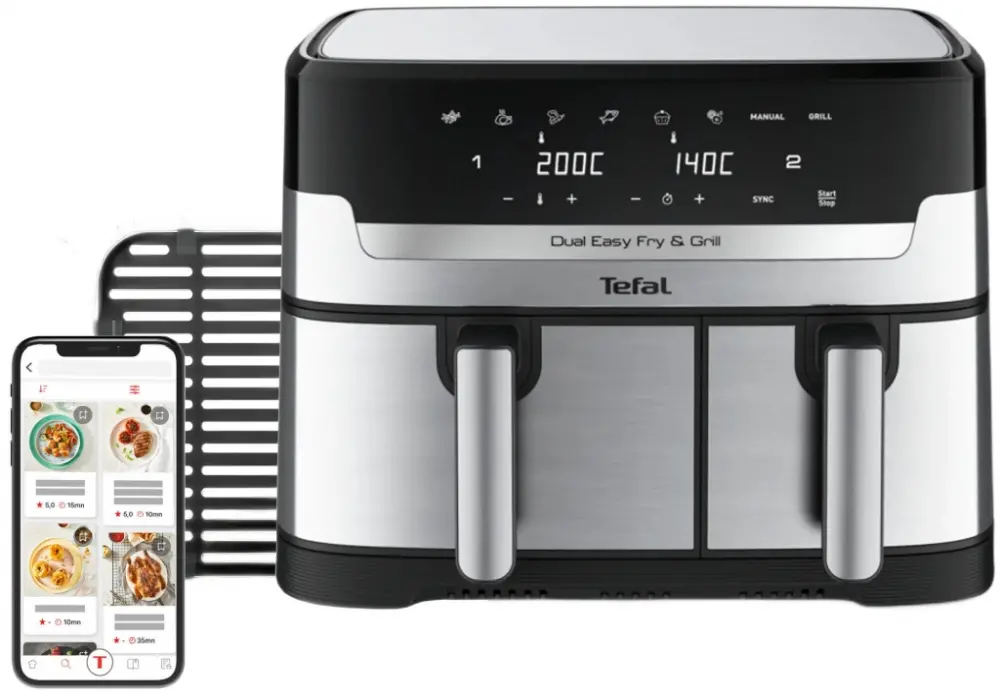 Aparat pentru gătit sănătos, Tefal EY905D10 DUAL EASY FRY & GRILL SS EU - image 7
