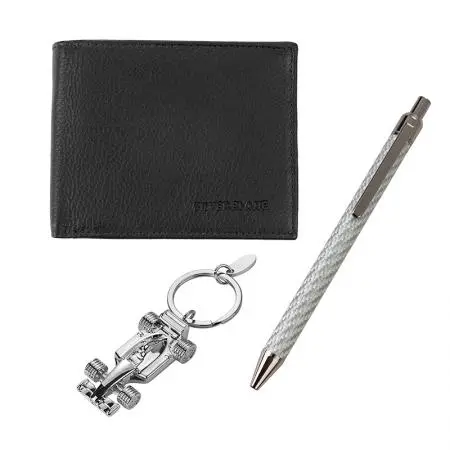 Комплект мъжки портфейл, химикал и ключодържател SILVER FLAME