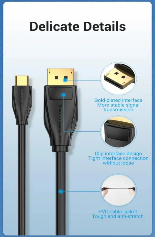 Vention кабел Cable Type-C to DisplayPort - 1.5m 8K Black - CGYBG - image 11