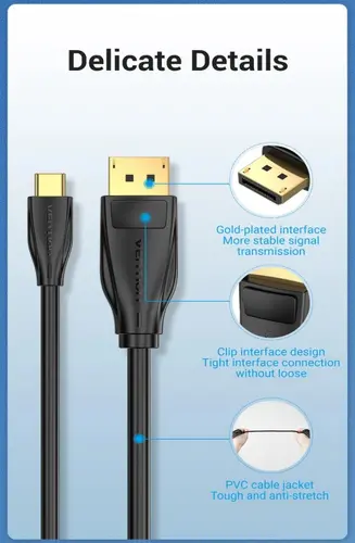Vention кабел Cable Type-C to DisplayPort - 1.5m 8K Black - CGYBG - image 11