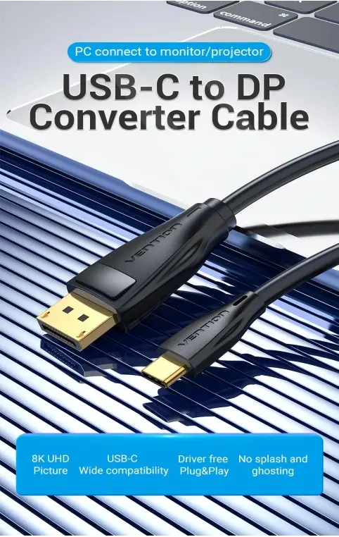Vention кабел Cable Type-C to DisplayPort - 1.5m 8K Black - CGYBG - image 8