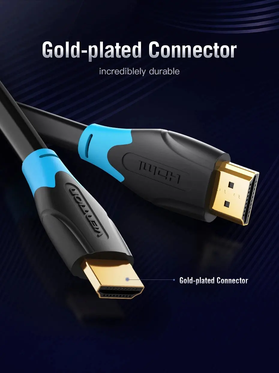 Vention Кабел HDMI v2.0 M / M 4K/60Hz Gold - 8M Black - AACBK - image 6
