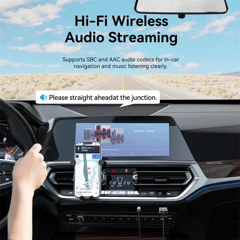 Vention блутут за кола за разговори и музика Car Bluetooth 5.4 audio receiver USB, 3.5mm jack - NAIHG - image 4