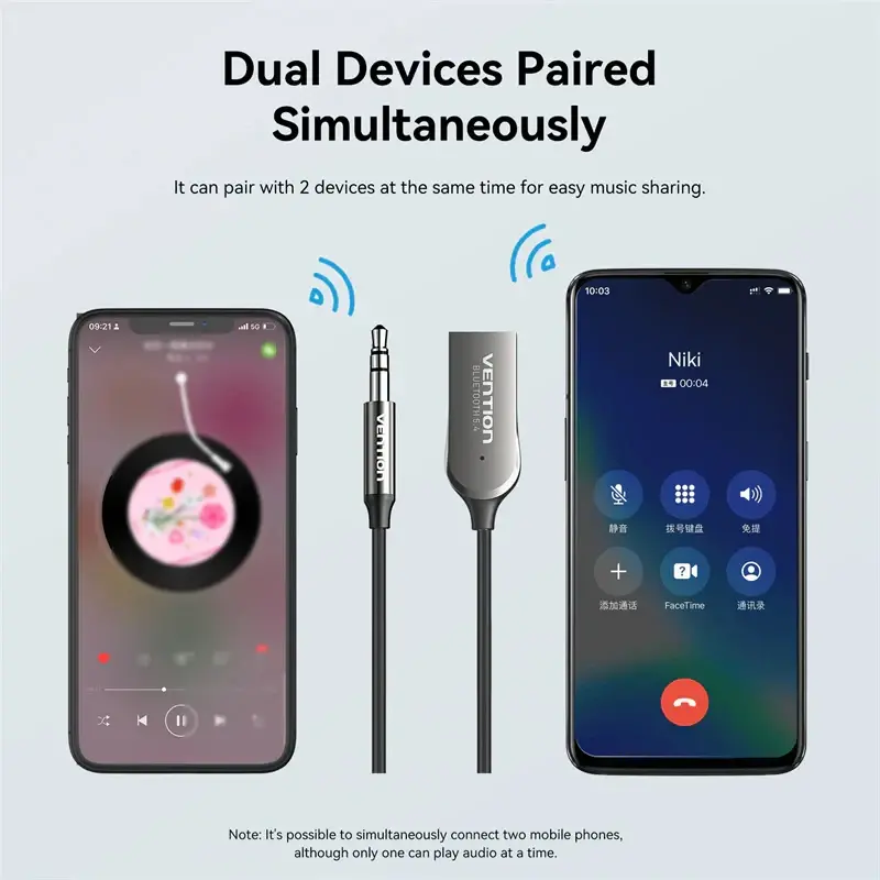 Vention блутут за кола за разговори и музика Car Bluetooth 5.4 audio receiver USB, 3.5mm jack - NAIHG - image 7