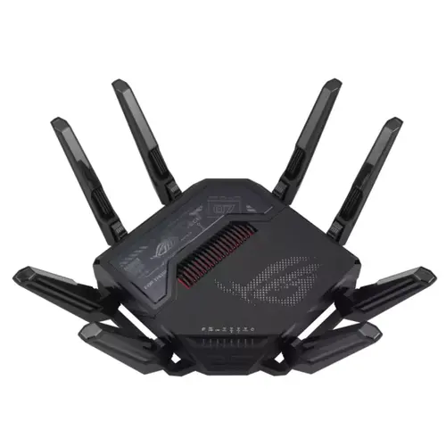 Рутер, Asus Gaming Wireless Router, ROG Rapture GT-BE98, BE25000, Quad-Band, Quad-Core 2.6GHz CPU, 256MB/2GB Flash/RAM, 10G dual-port, 2.5G quad-port, AiProtection Pro, RangeBoost Plus, AiRadar TX, open NAT, VPN Fusion, multiple SSIDs, IPTV, RGB, AiMesh, Black - image 1