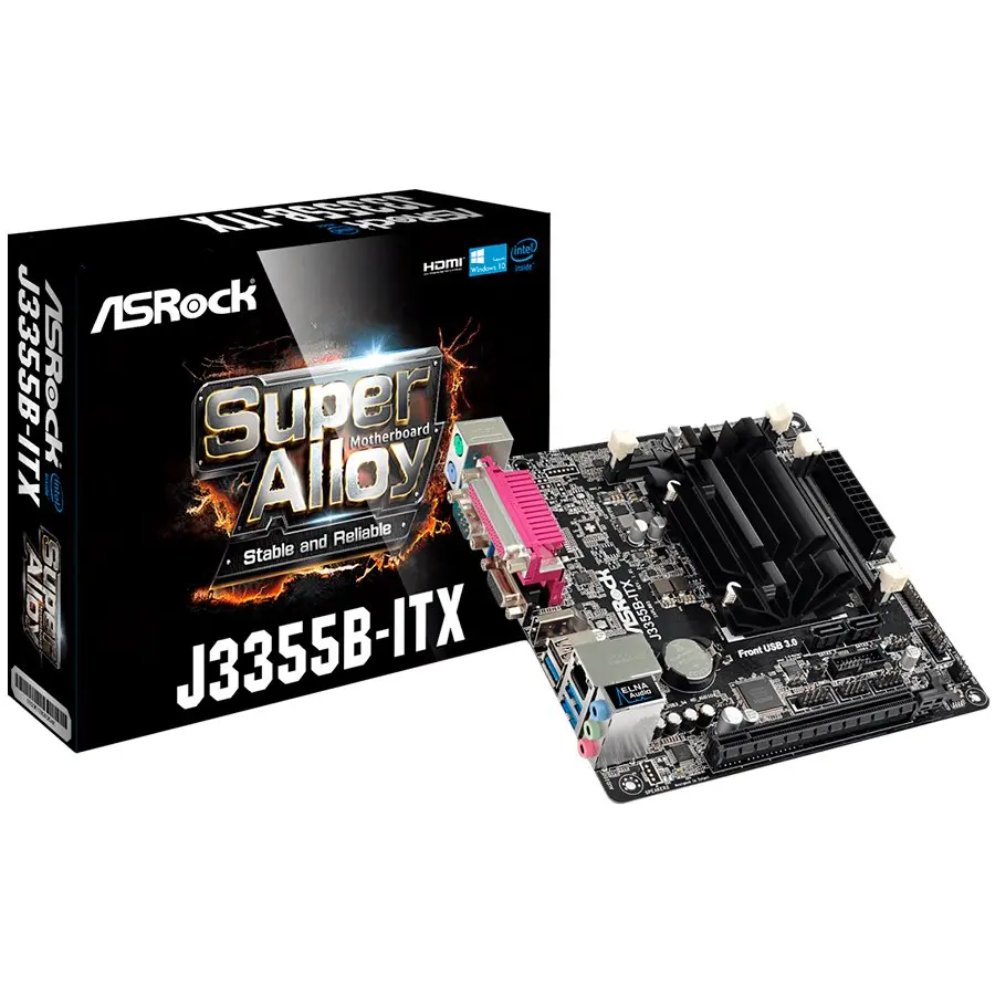 ASROCK Main Board Desktop (J3355 2.5GHz, DDR3 SO DIMM, 1xPCI 2.0x1,HDMI,VGA, 8ch, GLan,SATAIII,COM, LPT) Mini-ITX