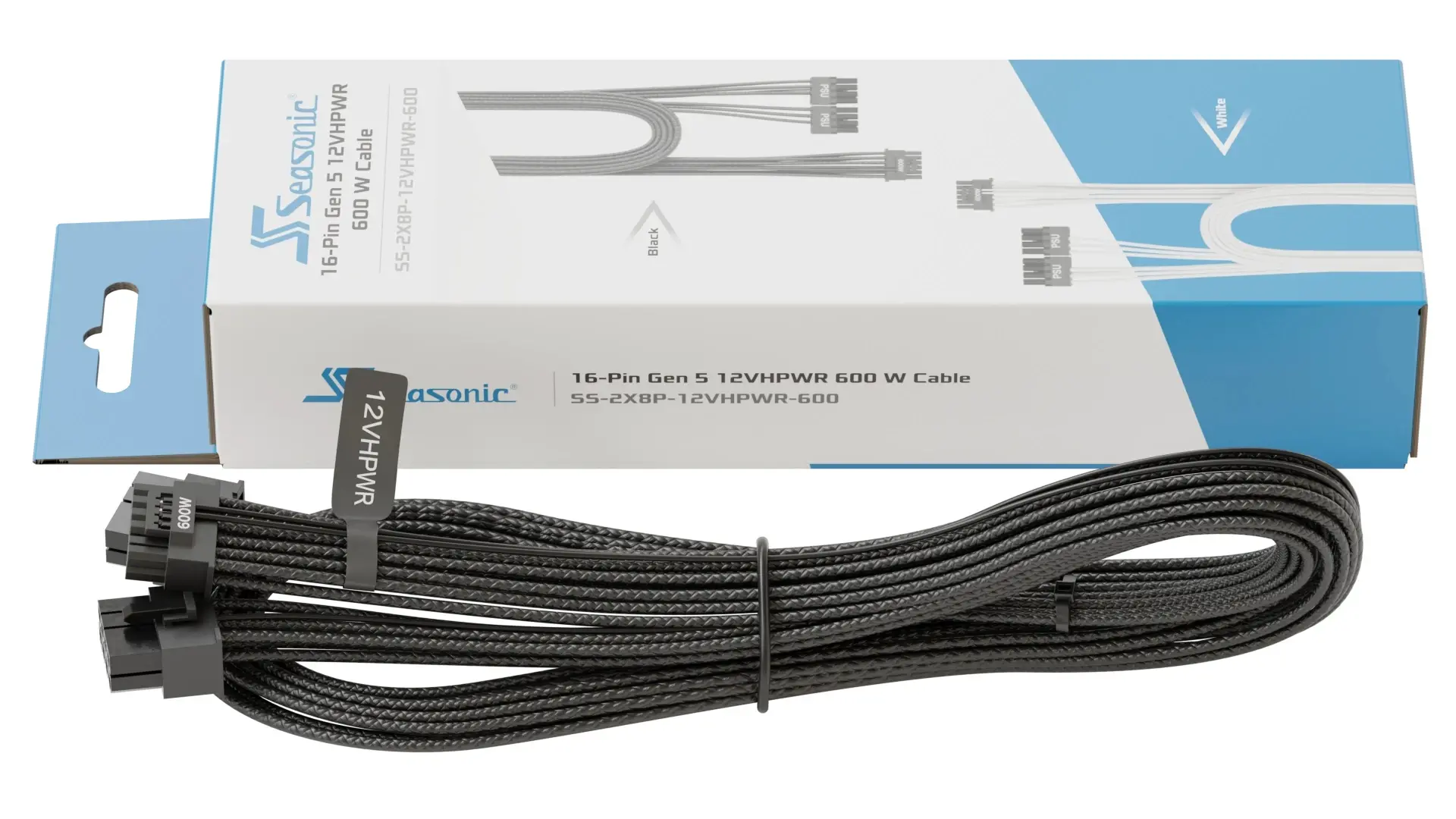 Seasonic модулен кабел Modding Cable 600W Black - PCIe 5.0 12VHPWR - SS-2X8P-12VHPWR-600-BK - image 4